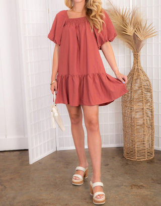 Entro - Autumn Puff Sleeve Mini Dress