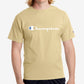 Champion Men's Script Logo T-Shirt Yellow Size Small