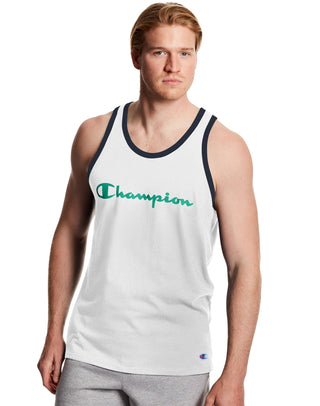 Champion Men's Graphic Ringer Tank Top White Size Medium