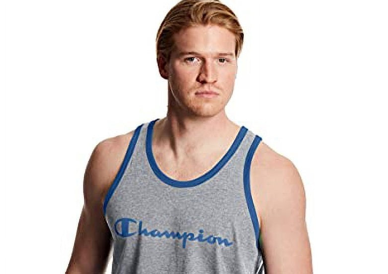 Champion Men's Graphic Ringer Tank Top Gray Size Large