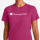 Champion Women's Classic Logo T-Shirt Pink Size Small