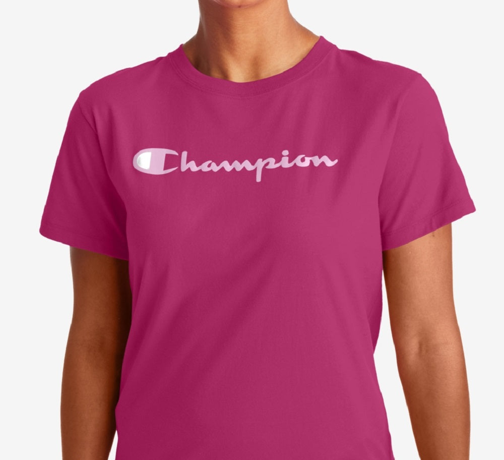Champion Women's Classic Logo T-Shirt Pink Size Small
