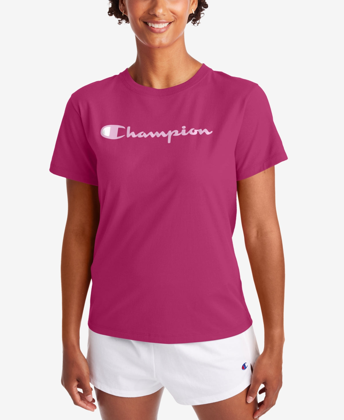 Champion Women's Classic Logo T-Shirt Pink Size Small
