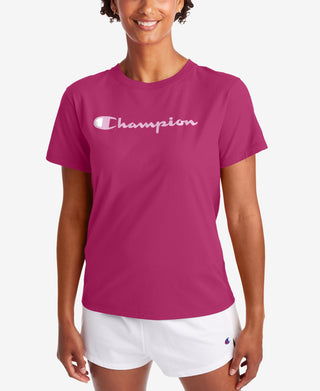 Champion Women's Classic Logo T-Shirt Pink Size Small