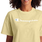 Champion Women's Logo Cropped T-Shirt Yellow Size Small
