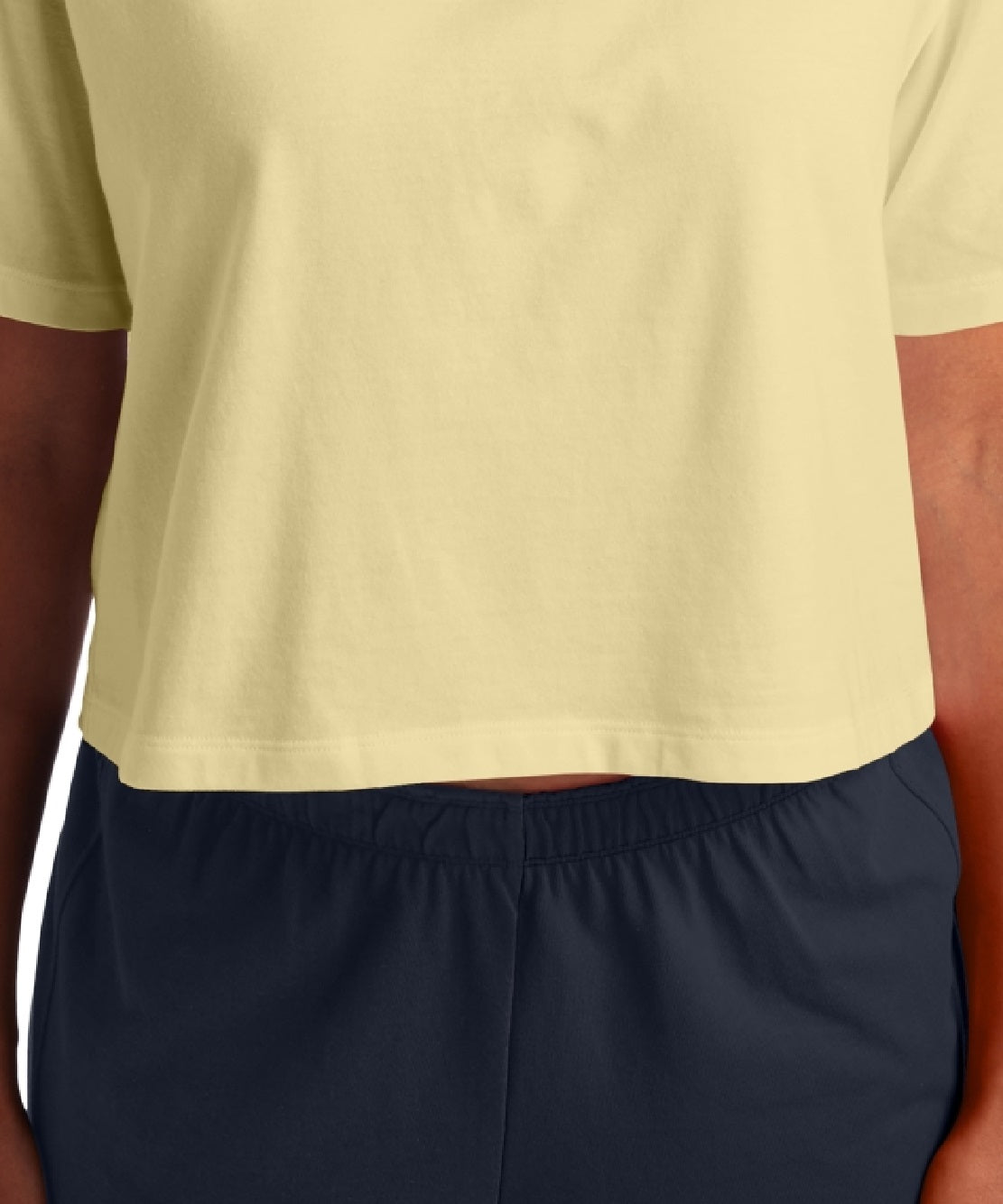 Champion Women's Logo Cropped T-Shirt Yellow Size Small