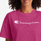 Champion Women's Logo Cotton Pullover Top Pink Size Large