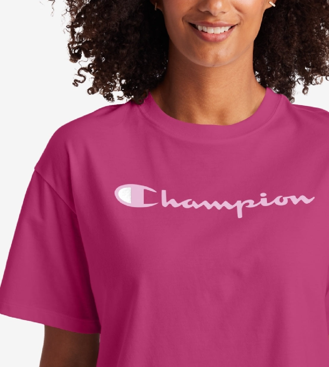 Champion Women's Logo Cotton Pullover Top Pink Size Large