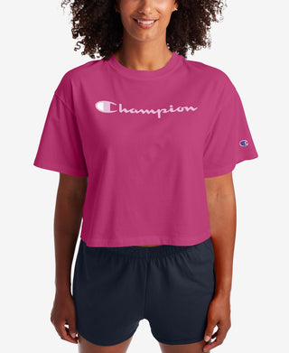 Champion Women's Logo Cotton Pullover Top Pink Size Large