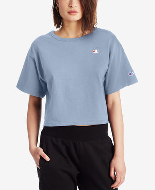 Champion Womens Fitness T-Shirt Crop Top Blue Size X-Large