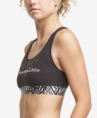 Champion Women's The Authentic Printed Medium Impact Sports Bra Black Size Small