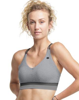 Champion Women's Mesh Band Strappy Sports Bra Gray Size X-Large