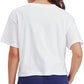Champion Women's Cropped Graphic Print T-Shirt White Size Large