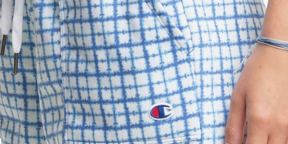 Champion Women's Campus Printed Shorts Blue Size Large