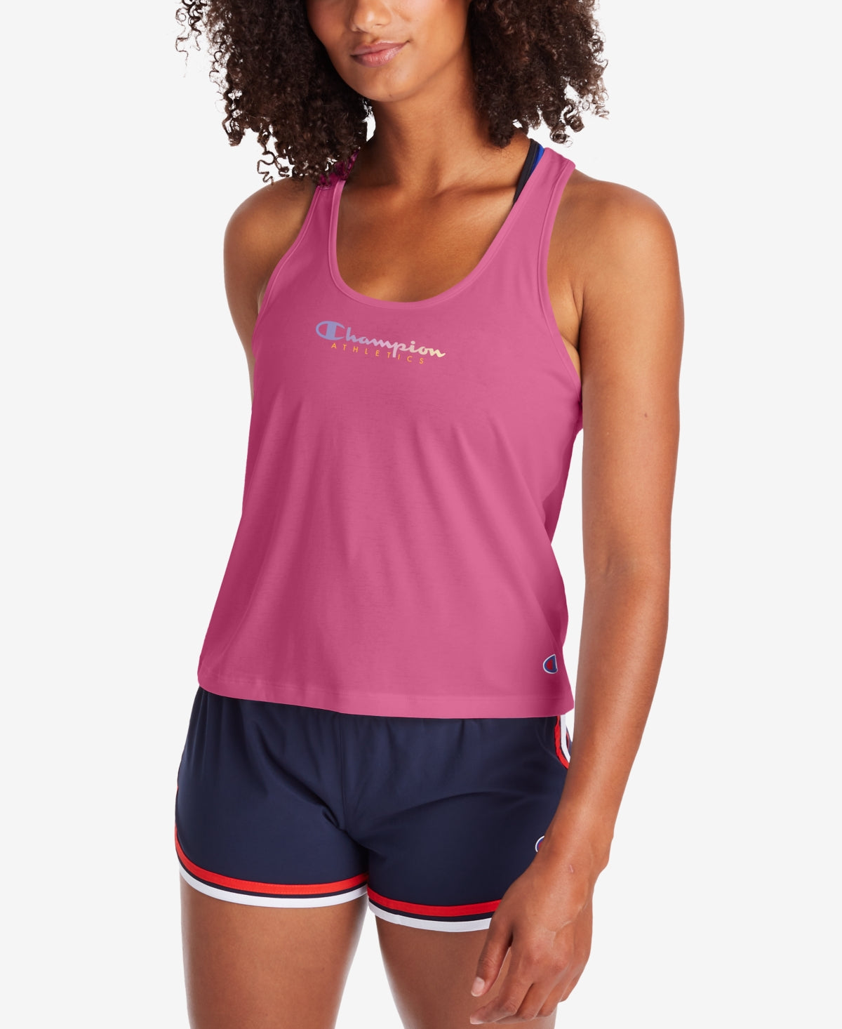 Champion Women's Racerback Logo Tank Top Pink Size Small