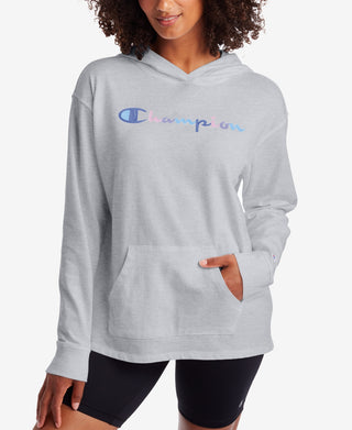 Champion Women's Logo Comfy Hoodie Gray Size X-Small