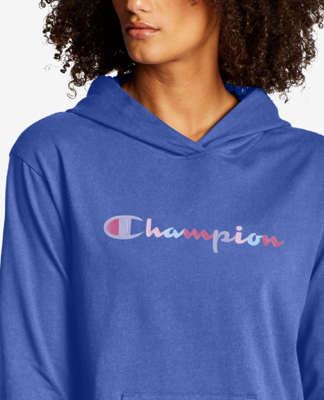 Champion Women's Color Logo Middleweight Hoodie Blue Size X-Small