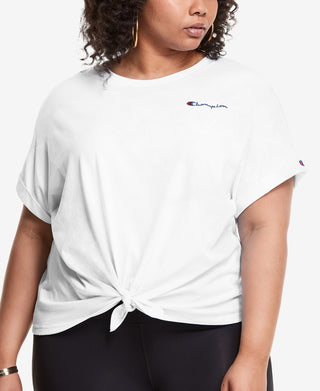 Champion Women's Tie Front T-Shirt White Size 3X