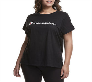 Champion Women's Classic T-Shirt Script Logo Black Size 3X