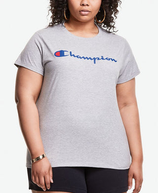 Champion Women's Classic Graphic Short Sleeve T-Shirt Gray Size 3X
