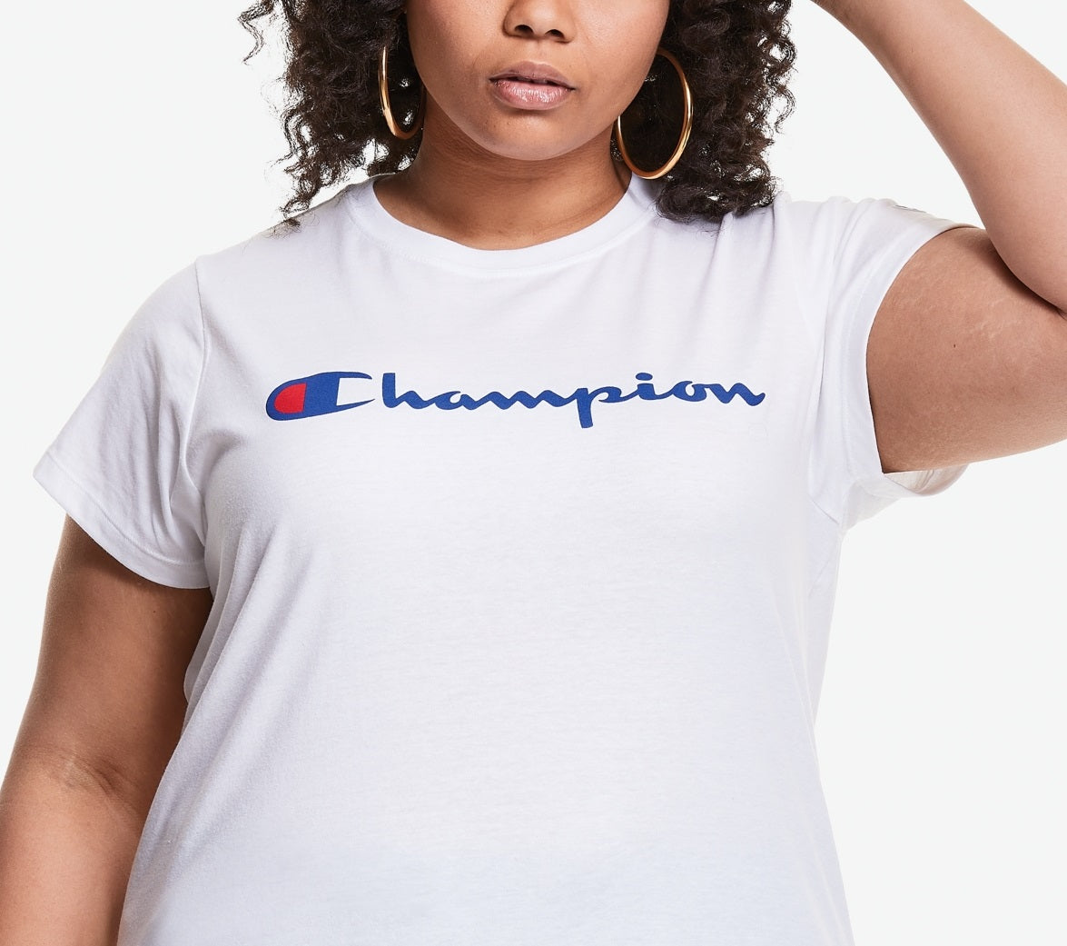 Champion Women's Classic Logo Graphic T-Shirt White Size 3X