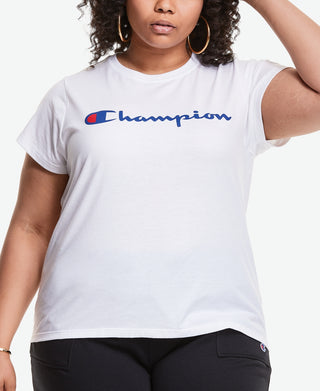 Champion Women's Classic Logo Graphic T-Shirt White Size 4X