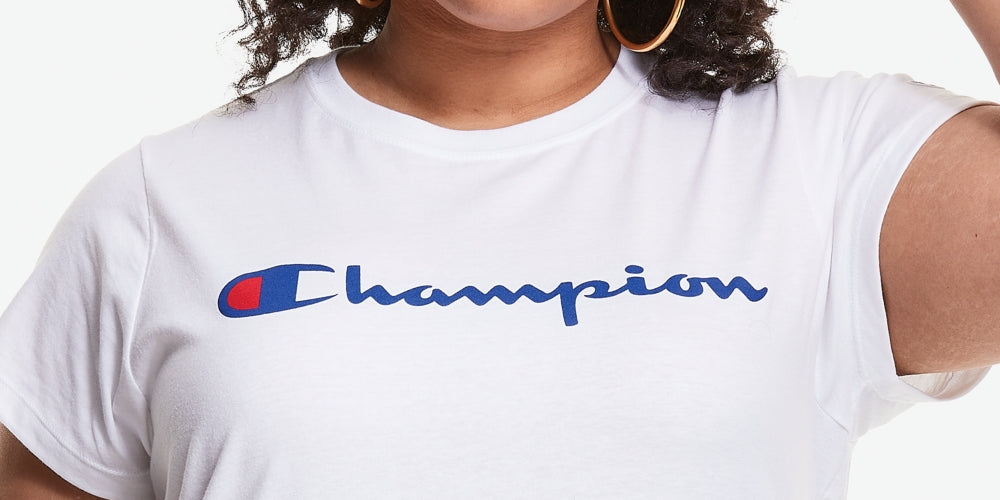 Champion Women's Plus Classic Logo Graphic T-Shirt White Size 1X
