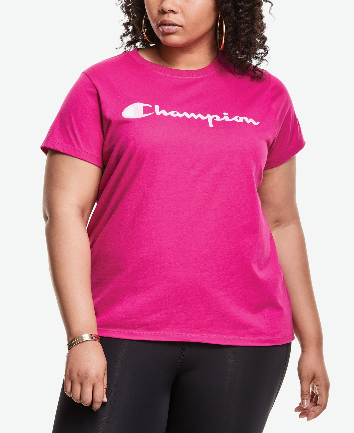 Champion Women's Classic Logo Graphic T-Shirt Pink Size 3X