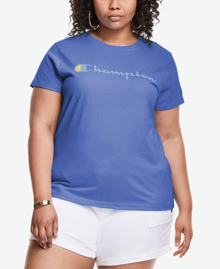 Champion Women's Classic Logo Graphic T-Shirt Blue Size 3X