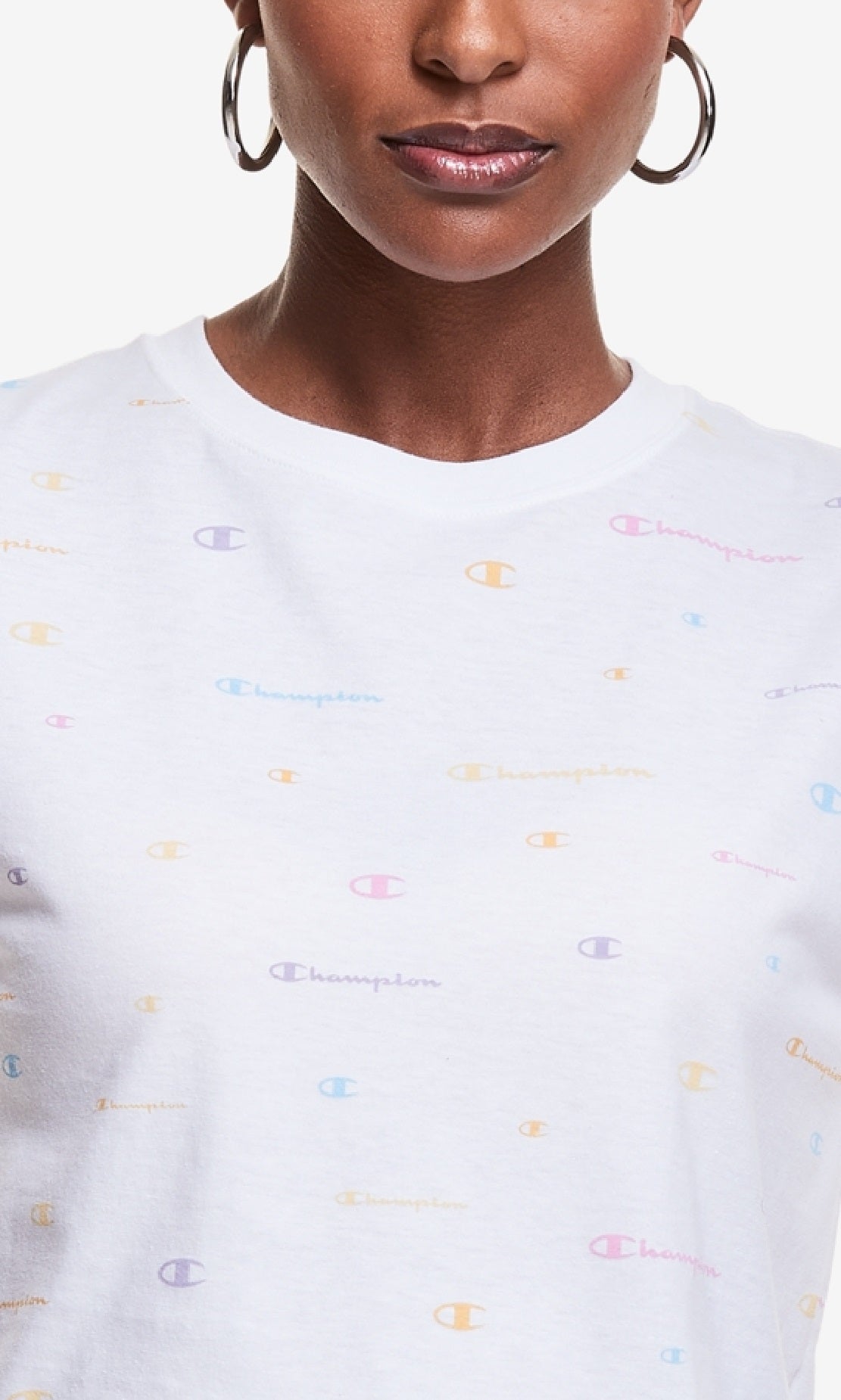 Champion Women's Logo Print Cropped T-Shirt White Size 4X