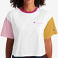 Champion Women's Cropped Colorblocked T-Shirt White Size Medium