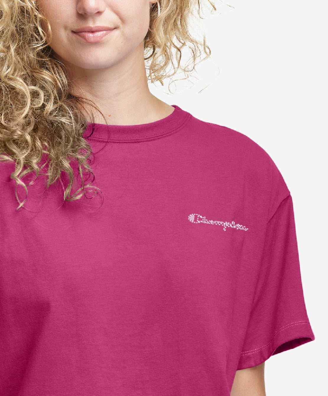 Champion Women's Cotton Cropped T-Shirt Pink Size X-Small