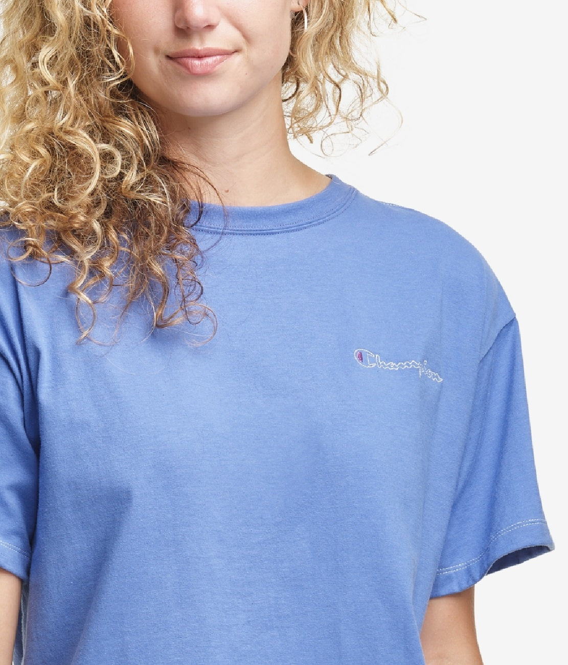 Champion Women's Crew Neck T-Shirt Blue Size X-Small