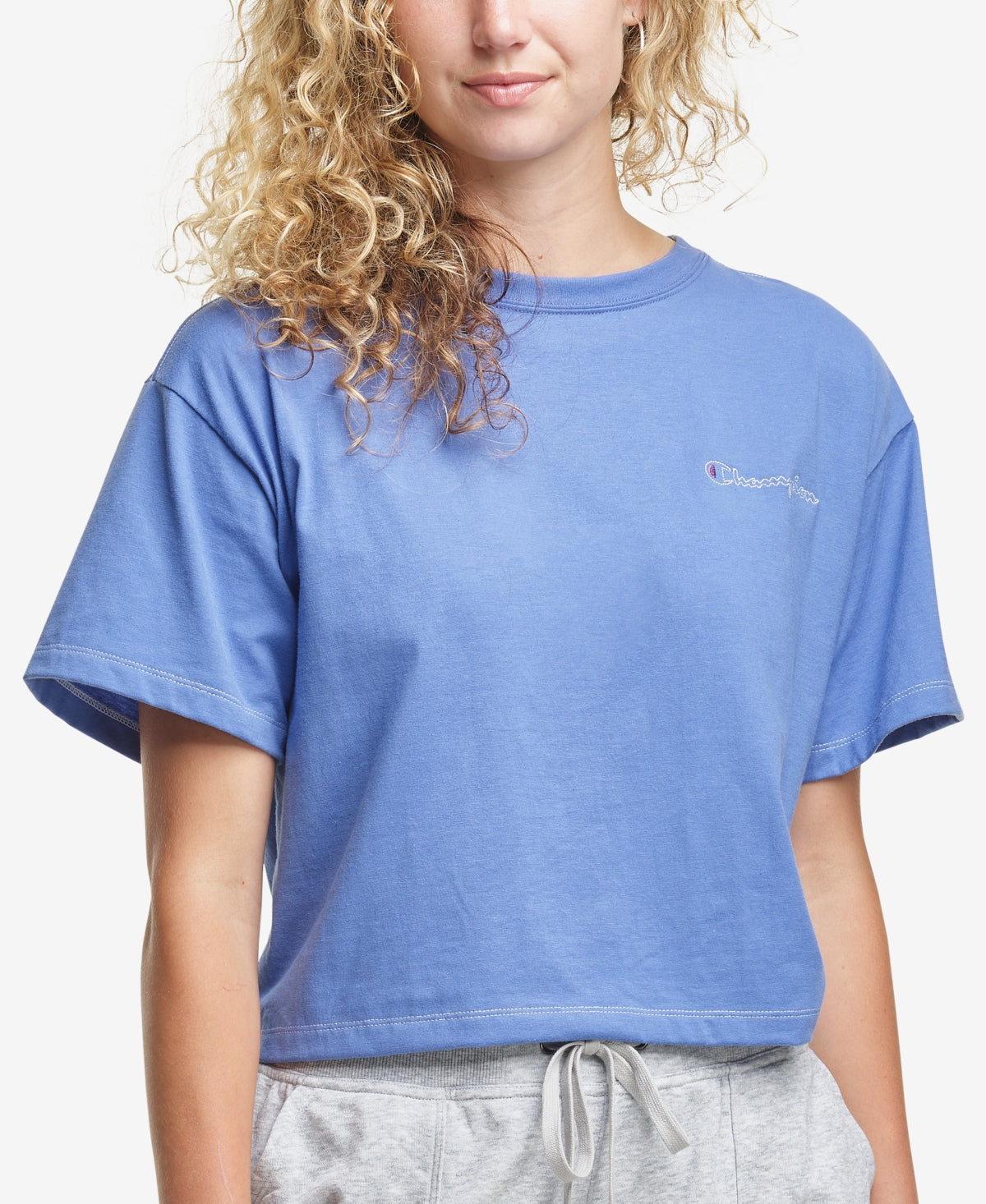 Champion Women's Crew Neck T-Shirt Blue Size X-Small