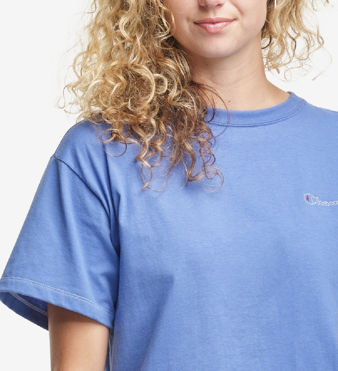 Champion Women's Cropped Cotton Pullover Top Blue Size X-Large