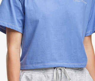 Champion Women's Cropped Cotton Pullover Top Blue Size X-Large