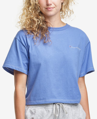 Champion Women's Cropped Cotton Pullover Top Blue Size X-Large