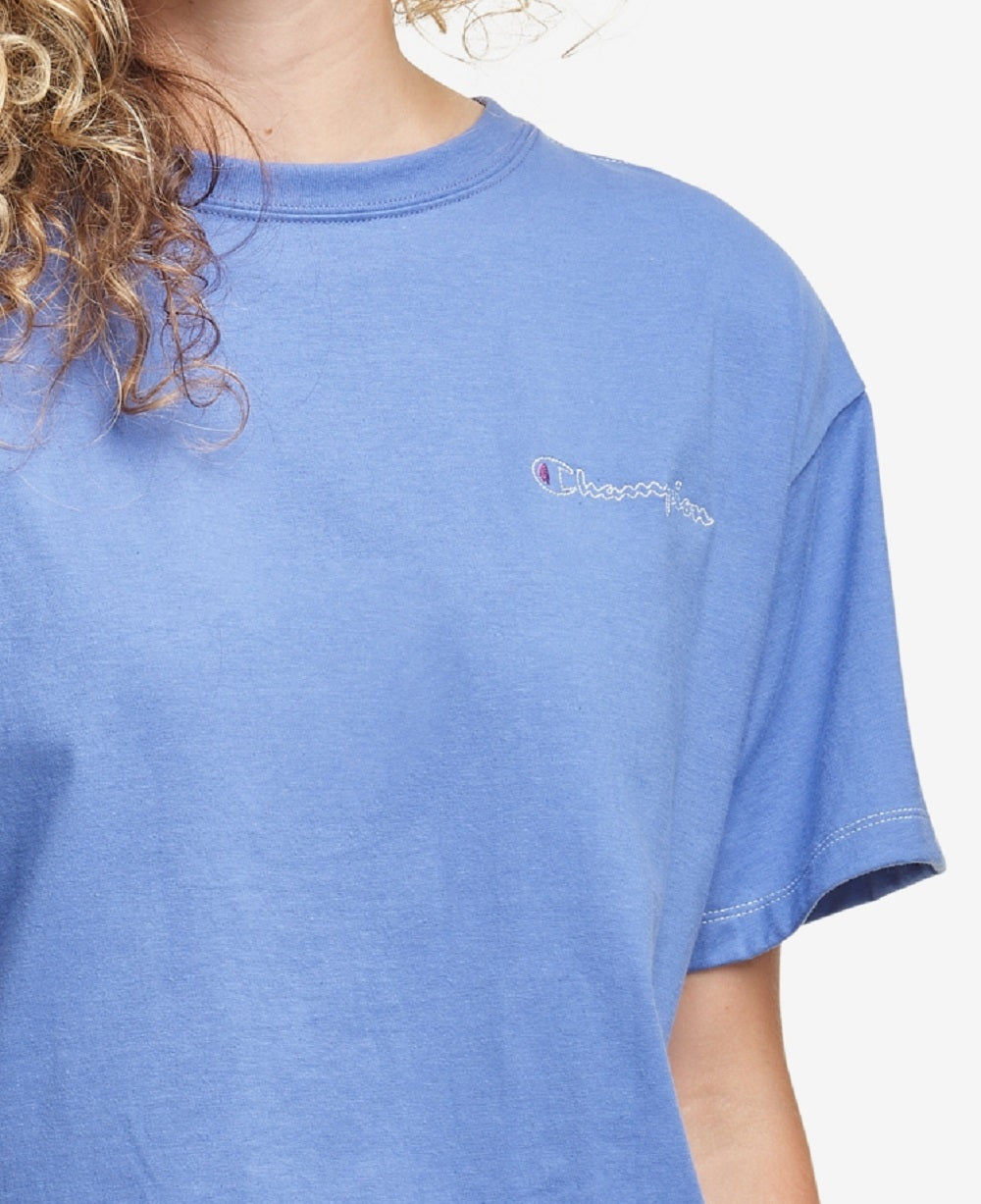 Champion Women's Cotton Cropped T-Shirt Blue Size XX-Large