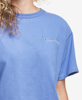Champion Women's Cotton Cropped T-Shirt Blue Size XX-Large