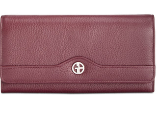 Giani Bernini Women's Pebble Leather Receipt Wallet Red Size Regular