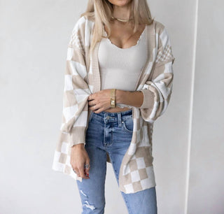 Anniewear - Shaina Checkered Open Cardigan