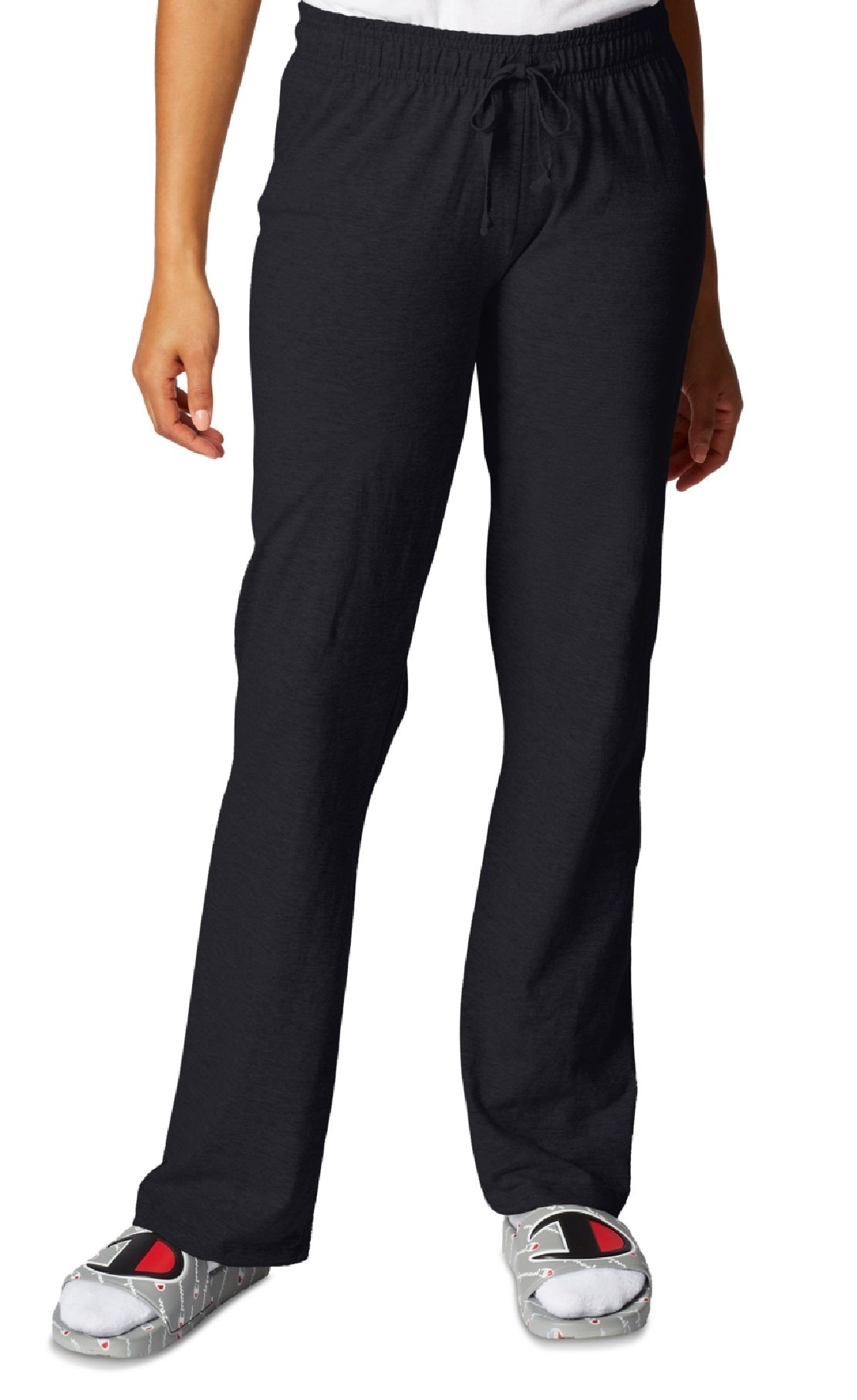 Champion Women's Drawstring-Waist Cotton Pants Black Size Large