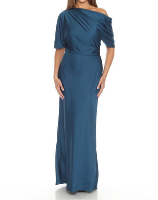 Joseph Ribkoff - Draped Cold Shoulder Satin Long Dress