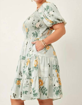 Hayden La - Romantic Floral Smocked Sheen Dress