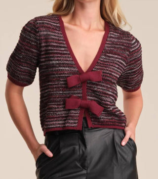 525 America - Elaine Marled Bow Front Cardigan