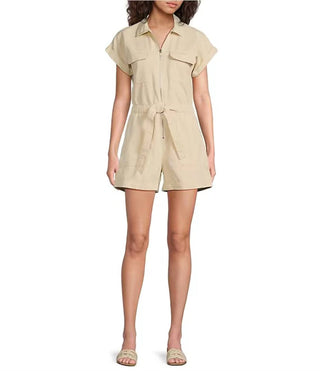 Elan - V-neck Short Sleeves Woven Romper
