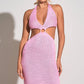 Elan - Crochet Mini Halter Cut Out Dress