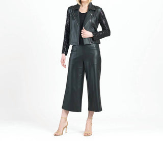 Clara Sun Woo - Sequin Knit Liquid Leather™ Sheen Moto Jacket