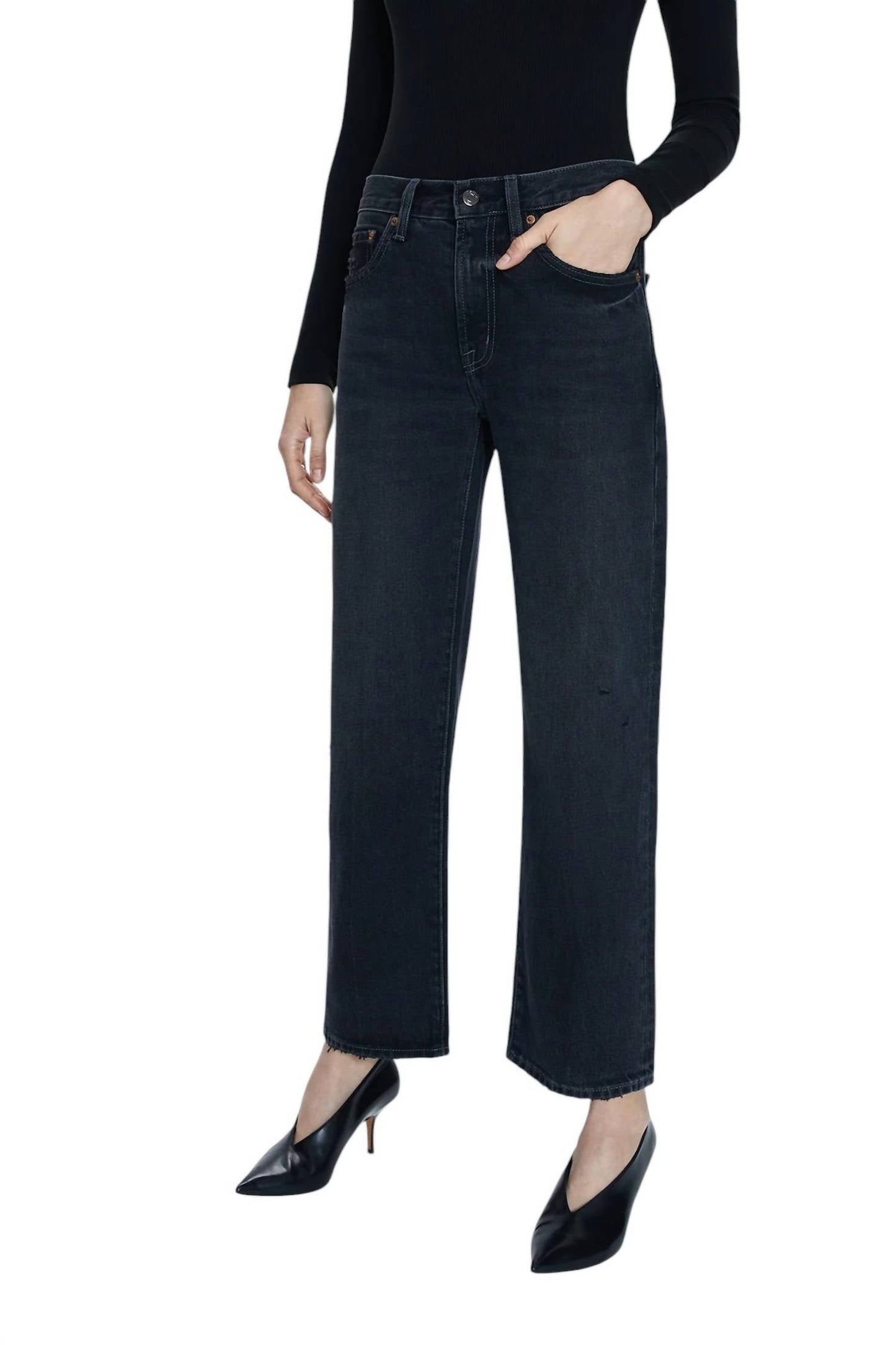 Pistola - Lexi Mid Rise Bowed Straight Jeans