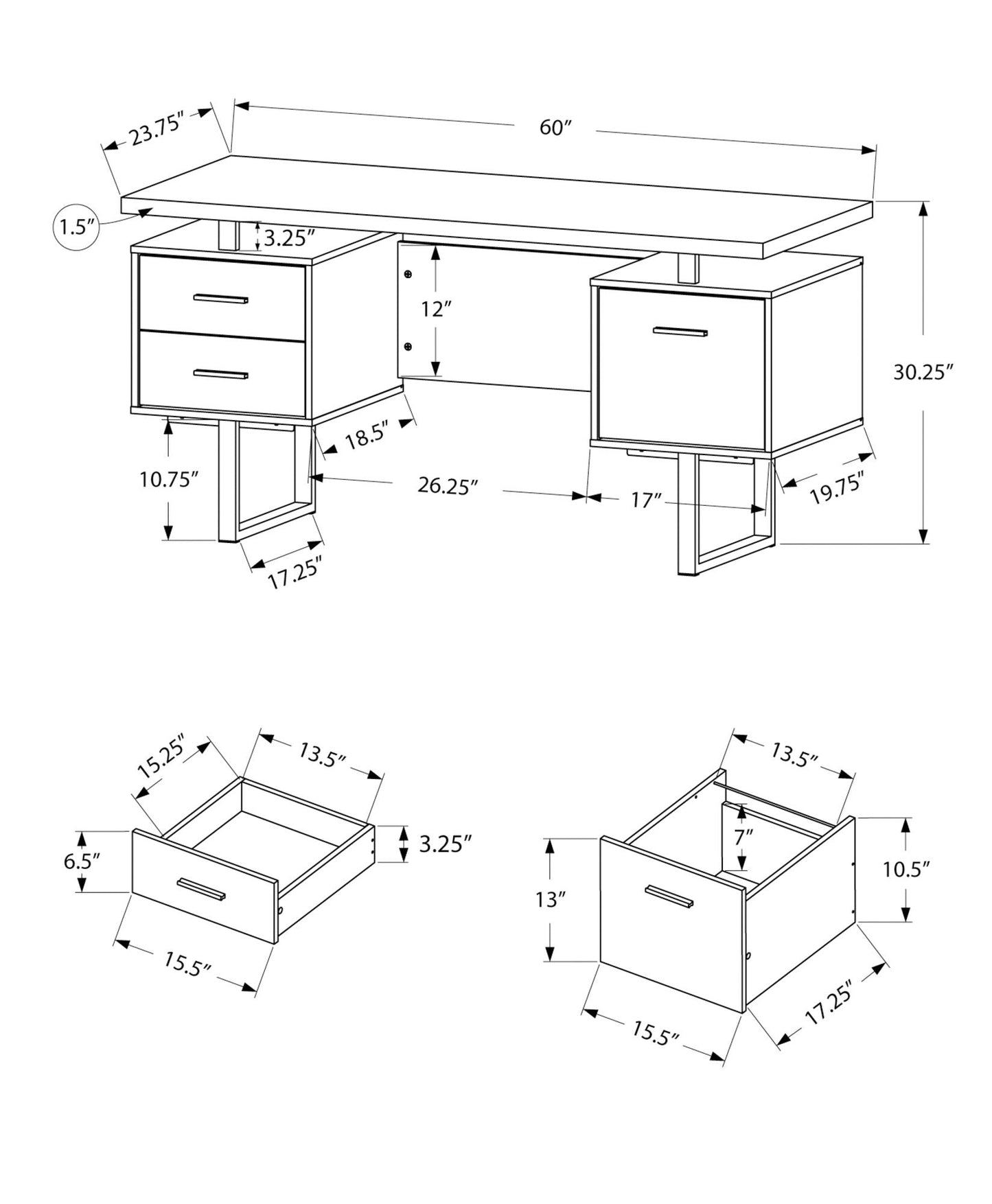 Computer Desk For Home Office With Storage Drawers